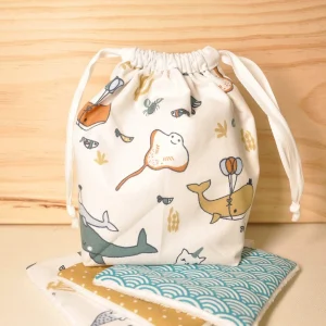 10 lingettes de change et pochon - Vie aquatique