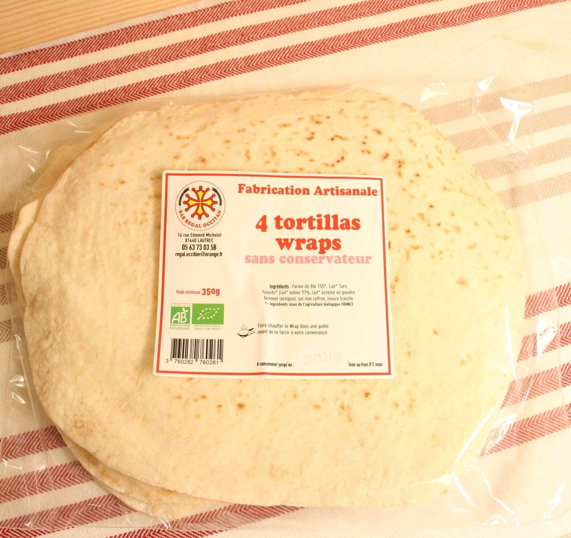 4 Tortillas de farine de blé T55 BIO - 350g