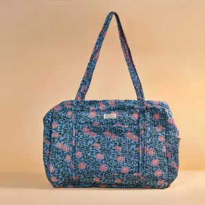 Sac Week-end ou à langer bleu doux floral