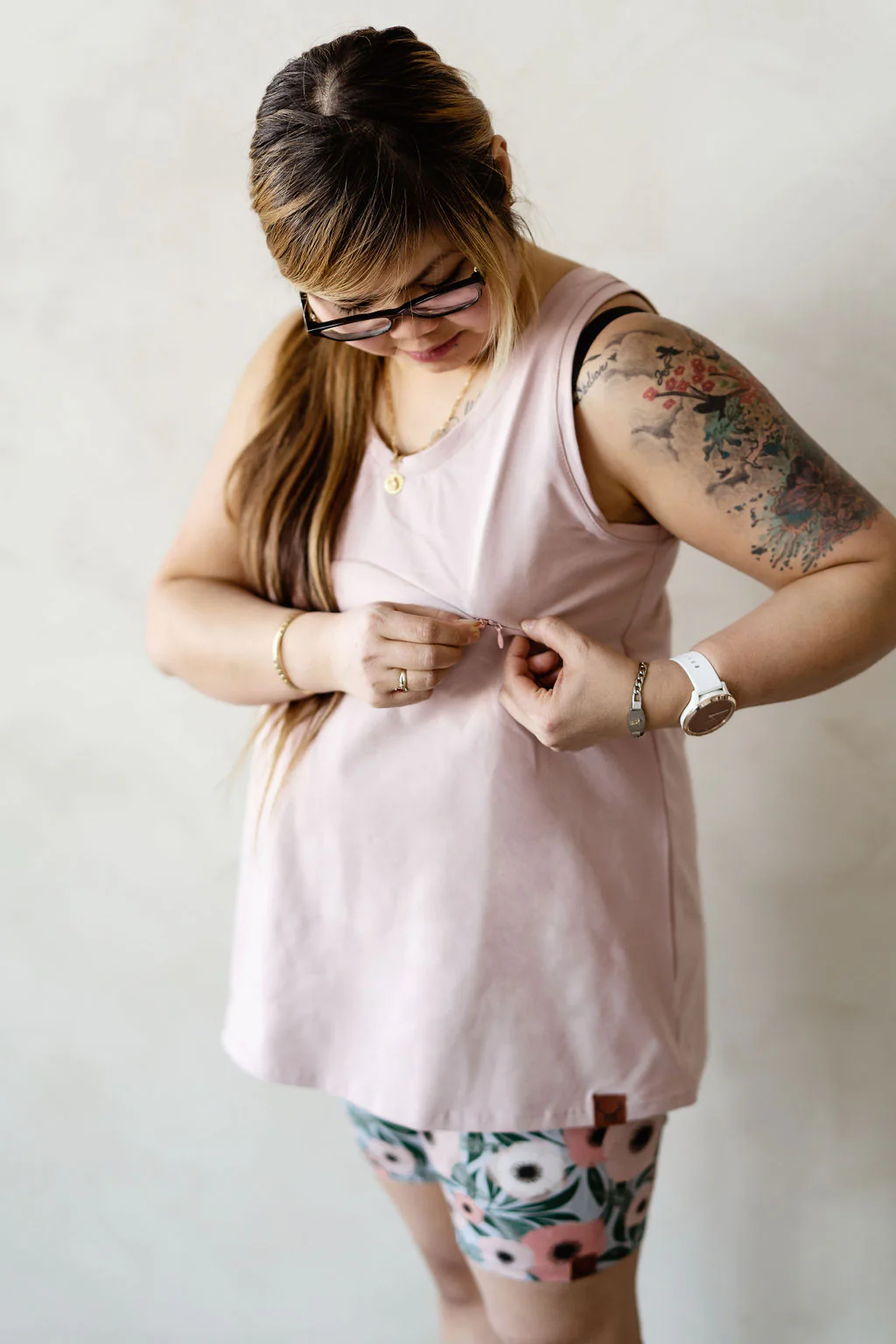 FLEURS CORAIL Bikers short femme & maternité – Image 2