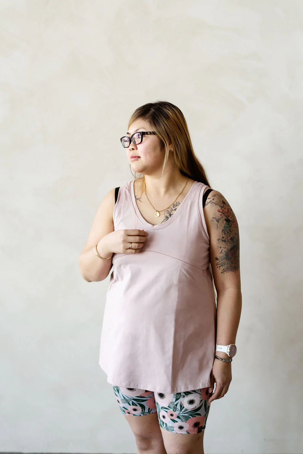 FLEURS CORAIL Bikers short femme & maternité – Image 3