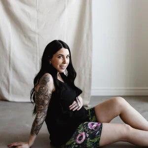 FLEURS BUTTERCUP & VERT Bikers short femme & maternité