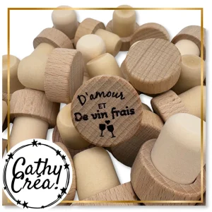 D'amour et de vin frais - Bouchon de vin gravé