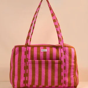 Sac Week-end ou à langer Lola Rayé Rose Mocha