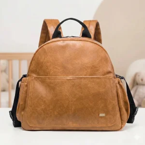 Sac Maternite à Dos Uni Simili Cuir