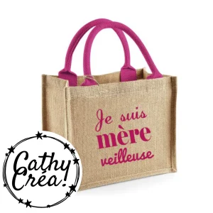 Petit sac de jute - 🤍🤍 Je suis MÈRE-veilleuse 🤍🤍