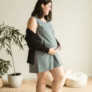 BLEU GRIS - robe camisole maternité, allaitement, postpartum