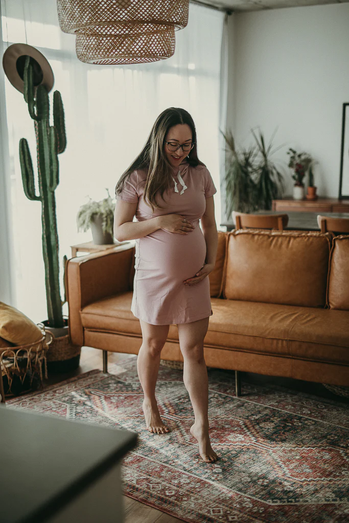 ROSE ANTIQUE robe à capuchon maternité, allaitement, postpartum