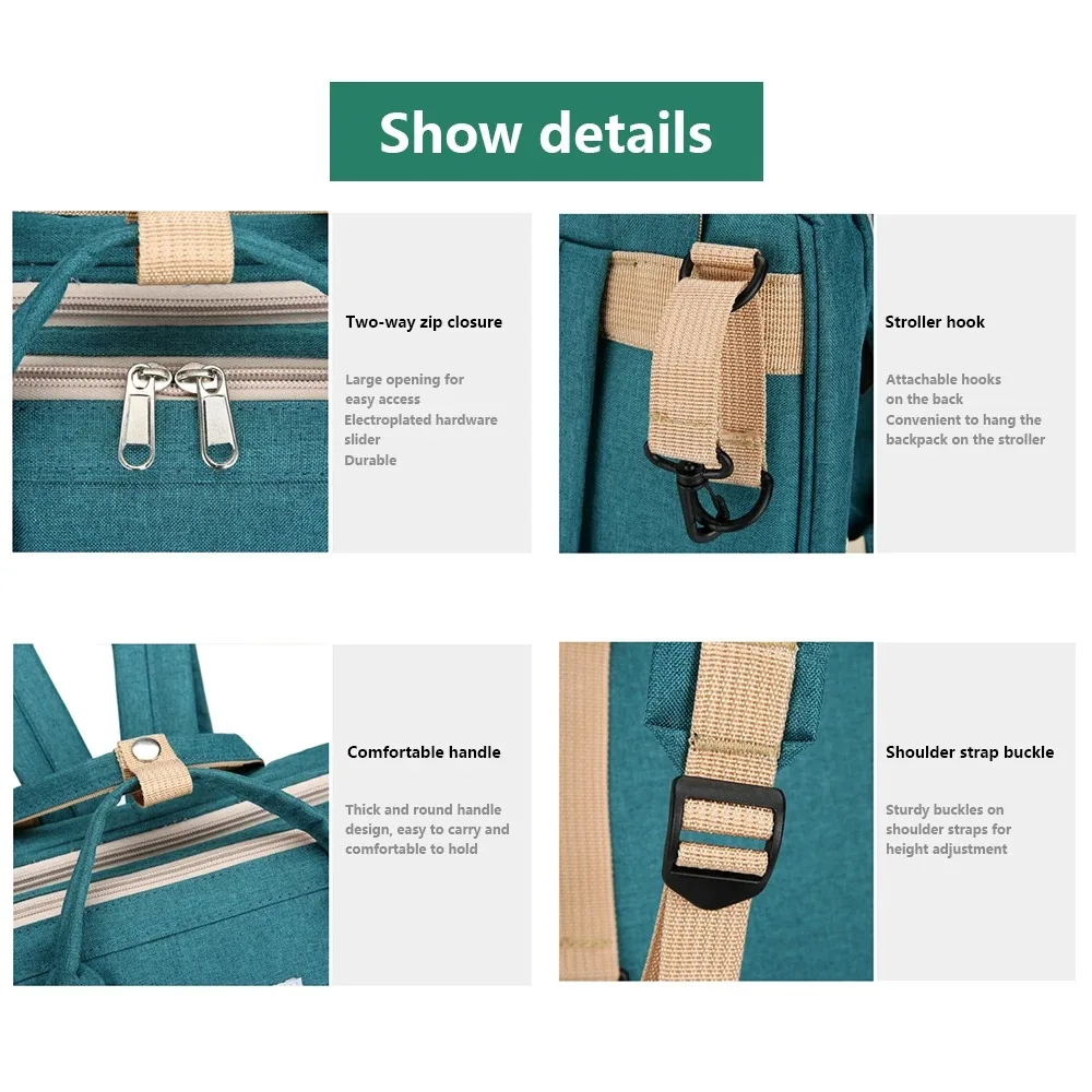 Sac Maternite Pliant Lit Bébé Sac à Dos USB – Image 3