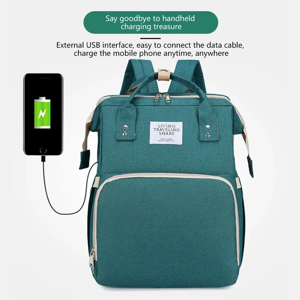 Sac Maternite Pliant Lit Bébé Sac à Dos USB – Image 6