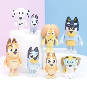Figurines The Bluey Family – Set 8 ou 12 Pièces – Jouets de Dessin Animé Bleu – Cadeau Anniversaire ou Noël Enfant™