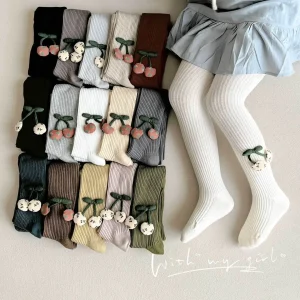 Collants Fille XUNYI – Coton Doux avec Accessoires Cerise