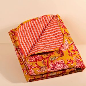 Couverture bébé ou plaid Nur Floral Moutarde