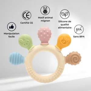 Anneau de Dentition Multi-Textures en Silicone