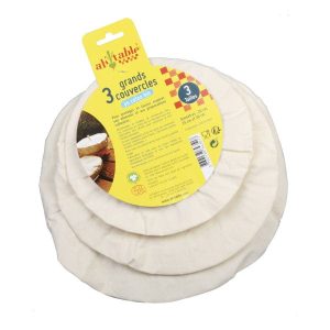 Couvercles réutilisables en coton BIO tailles moyen/grand - 3 pièces