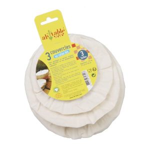 Couvercles réutilisables en coton BIO tailles petit/moyen - 3 pièces
