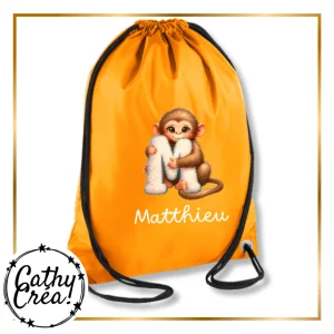Sac de gym personnalisé enfant avec prénom – Animaux rigolos (école, sport, piscine)