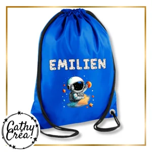 🚀Sac de gym personnalisé enfant avec prénom – Petit Astronaute (école, sport, piscine)