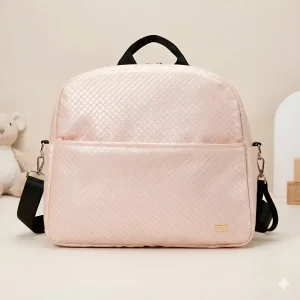 Sac Maternite à Dos Tendance Rose Quilté